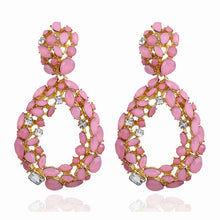 Load image into Gallery viewer, KMVEXO Pink Statement Earrings for Women Crystal AB Big Earring 2019 New Rhinestone Drop Earing Luxury Geometric Fashion Jewelry