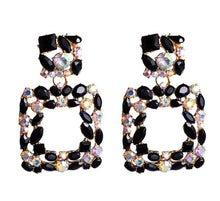 Load image into Gallery viewer, KMVEXO Pink Statement Earrings for Women Crystal AB Big Earring 2019 New Rhinestone Drop Earing Luxury Geometric Fashion Jewelry