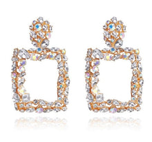 Load image into Gallery viewer, KMVEXO Pink Statement Earrings for Women Crystal AB Big Earring 2019 New Rhinestone Drop Earing Luxury Geometric Fashion Jewelry
