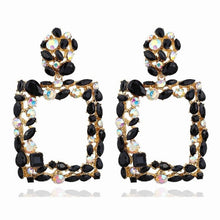 Load image into Gallery viewer, KMVEXO Pink Statement Earrings for Women Crystal AB Big Earring 2019 New Rhinestone Drop Earing Luxury Geometric Fashion Jewelry
