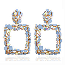 Load image into Gallery viewer, KMVEXO Pink Statement Earrings for Women Crystal AB Big Earring 2019 New Rhinestone Drop Earing Luxury Geometric Fashion Jewelry
