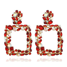 Load image into Gallery viewer, KMVEXO Pink Statement Earrings for Women Crystal AB Big Earring 2019 New Rhinestone Drop Earing Luxury Geometric Fashion Jewelry
