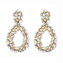 Load image into Gallery viewer, KMVEXO Pink Statement Earrings for Women Crystal AB Big Earring 2019 New Rhinestone Drop Earing Luxury Geometric Fashion Jewelry
