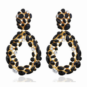 KMVEXO Pink Statement Earrings for Women Crystal AB Big Earring 2019 New Rhinestone Drop Earing Luxury Geometric Fashion Jewelry