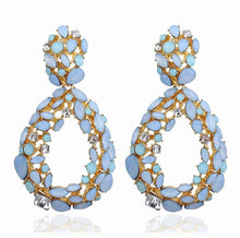 Load image into Gallery viewer, KMVEXO Pink Statement Earrings for Women Crystal AB Big Earring 2019 New Rhinestone Drop Earing Luxury Geometric Fashion Jewelry
