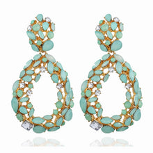 Load image into Gallery viewer, KMVEXO Pink Statement Earrings for Women Crystal AB Big Earring 2019 New Rhinestone Drop Earing Luxury Geometric Fashion Jewelry
