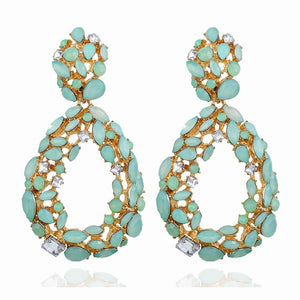 KMVEXO Pink Statement Earrings for Women Crystal AB Big Earring 2019 New Rhinestone Drop Earing Luxury Geometric Fashion Jewelry