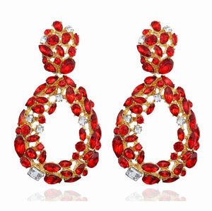 KMVEXO Pink Statement Earrings for Women Crystal AB Big Earring 2019 New Rhinestone Drop Earing Luxury Geometric Fashion Jewelry