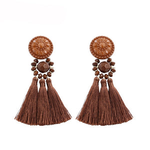 Bohemia Small Tassel Earrings for Women Green Multi-color Beads Fringe Earring Summer Earing Boucle D'oreille Pendante 2019 New