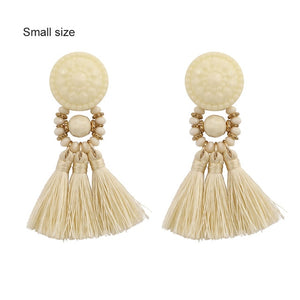 Bohemia Small Tassel Earrings for Women Green Multi-color Beads Fringe Earring Summer Earing Boucle D'oreille Pendante 2019 New