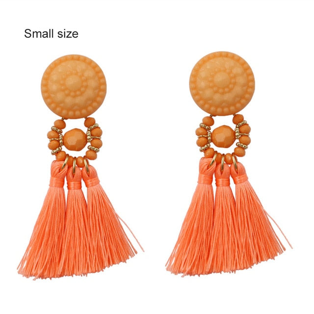 Bohemia Small Tassel Earrings for Women Green Multi-color Beads Fringe Earring Summer Earing Boucle D'oreille Pendante 2019 New