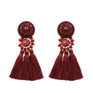 Bohemia Small Tassel Earrings for Women Green Multi-color Beads Fringe Earring Summer Earing Boucle D'oreille Pendante 2019 New