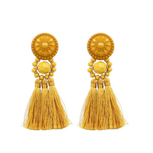 Bohemia Small Tassel Earrings for Women Green Multi-color Beads Fringe Earring Summer Earing Boucle D'oreille Pendante 2019 New