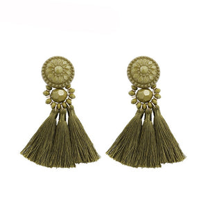 Bohemia Small Tassel Earrings for Women Green Multi-color Beads Fringe Earring Summer Earing Boucle D'oreille Pendante 2019 New