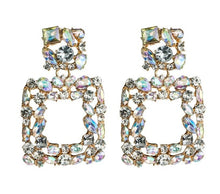 Load image into Gallery viewer, KMVEXO Pink Statement Earrings for Women Crystal AB Big Earring 2019 New Rhinestone Drop Earing Luxury Geometric Fashion Jewelry
