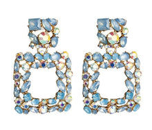 Load image into Gallery viewer, KMVEXO Pink Statement Earrings for Women Crystal AB Big Earring 2019 New Rhinestone Drop Earing Luxury Geometric Fashion Jewelry
