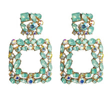 Load image into Gallery viewer, KMVEXO Pink Statement Earrings for Women Crystal AB Big Earring 2019 New Rhinestone Drop Earing Luxury Geometric Fashion Jewelry
